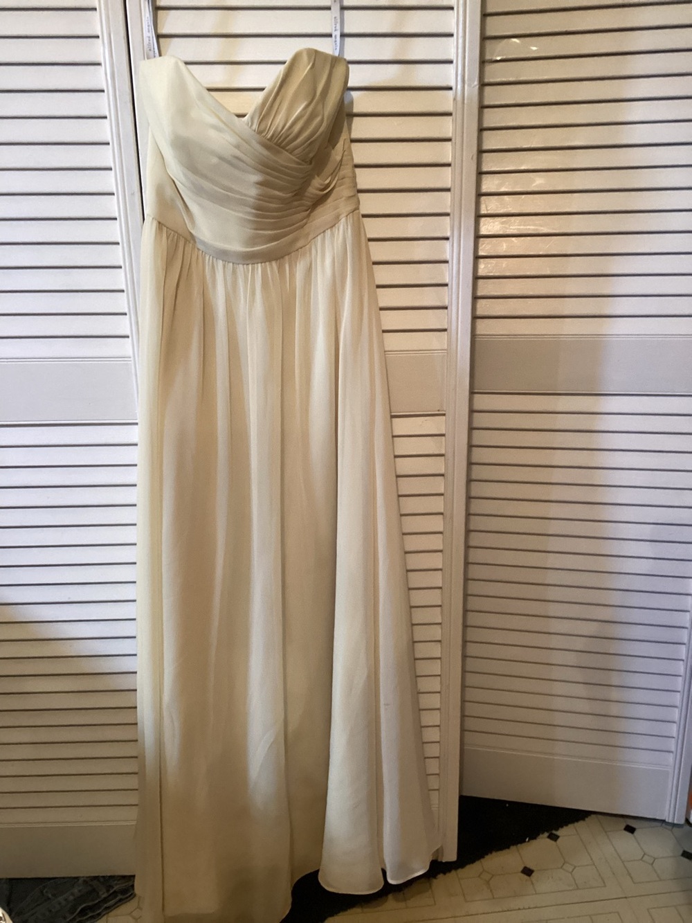 Alfred Angelo strapless chiffon maxi evening dress, size 2, Reduced